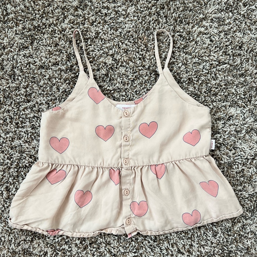 Tinycotton Heart Print Button-Up Tank Top